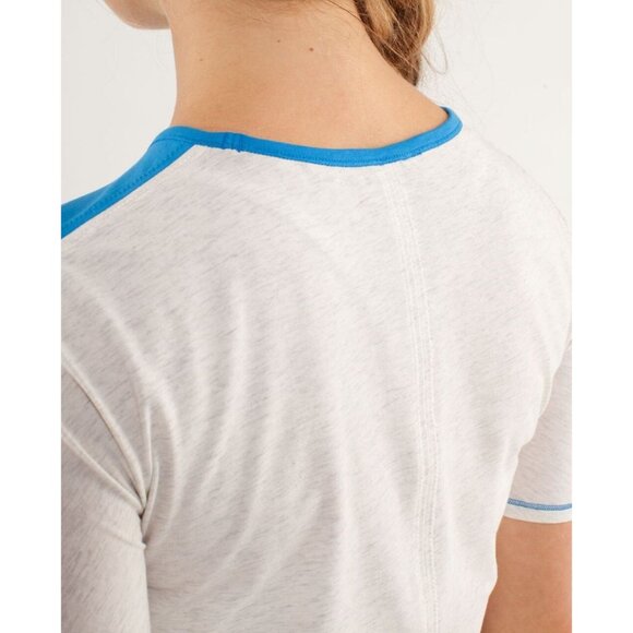 Lululemon Devotion Short Sleeve Tee 4 Beaming Blue Heathered Polar Cream NWT - Picture 12 of 15